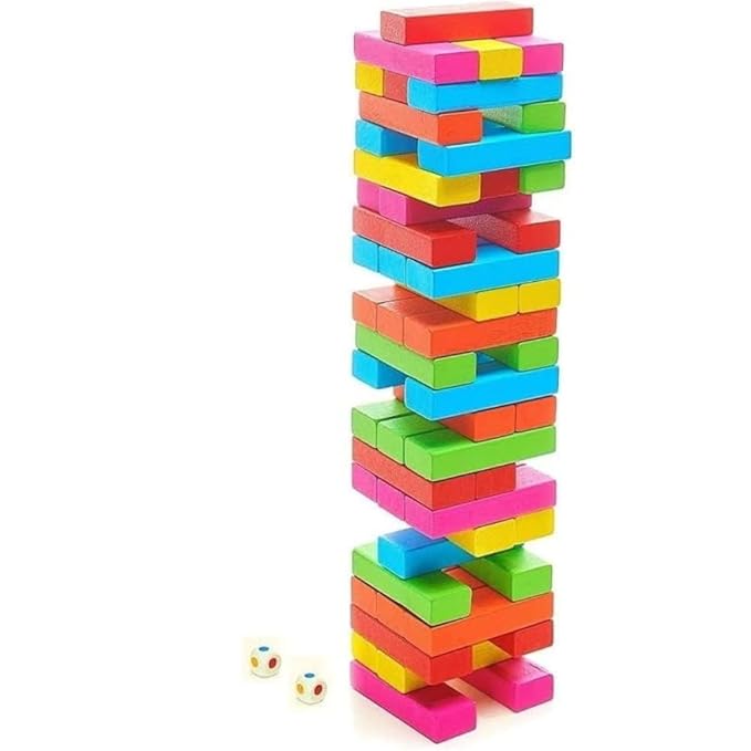 Vibrant Wooden Blocks (54 Pcs): Perfect for Little Builders