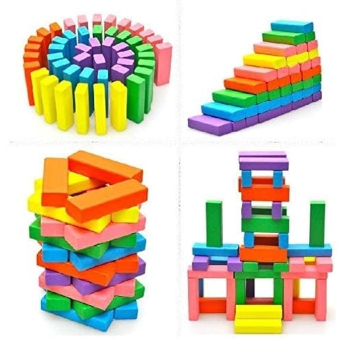 Vibrant Wooden Blocks (54 Pcs): Perfect for Little Builders