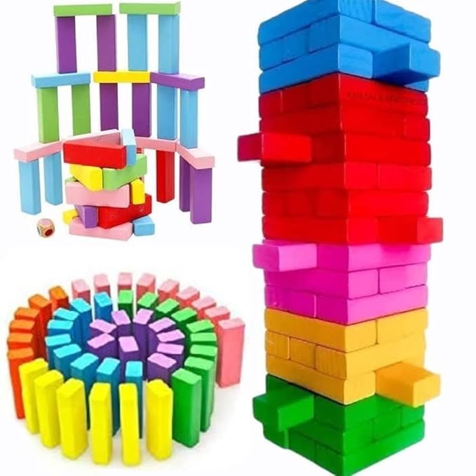 Vibrant Wooden Blocks (54 Pcs): Perfect for Little Builders